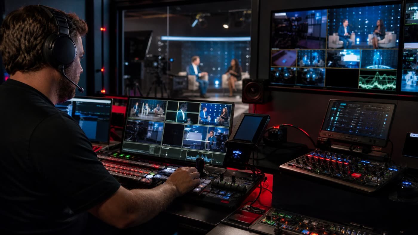 Live streaming production control room